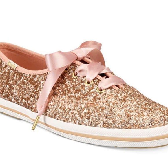 🆕️ Keds Kate Spade Rose Gold Glitter Shoes Size 7 M Women's NIB - Picture 2 of 8